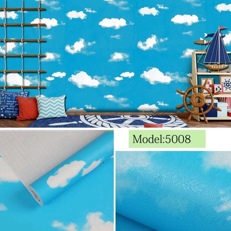 Wallpaper Stiker Dinding Motif Awan 45 cm x 8 meter Kertas PVC Kamar 1