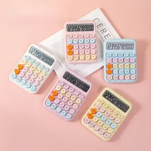 Anggrek Aksesoris MM-Kalkulator Keyboard Dot Mekanik Warna Macaron Lucu 12 Digit Display Besar Elektronik Mini Warna-Warni Bergaya Korea Perlengkapan Kantor Imut