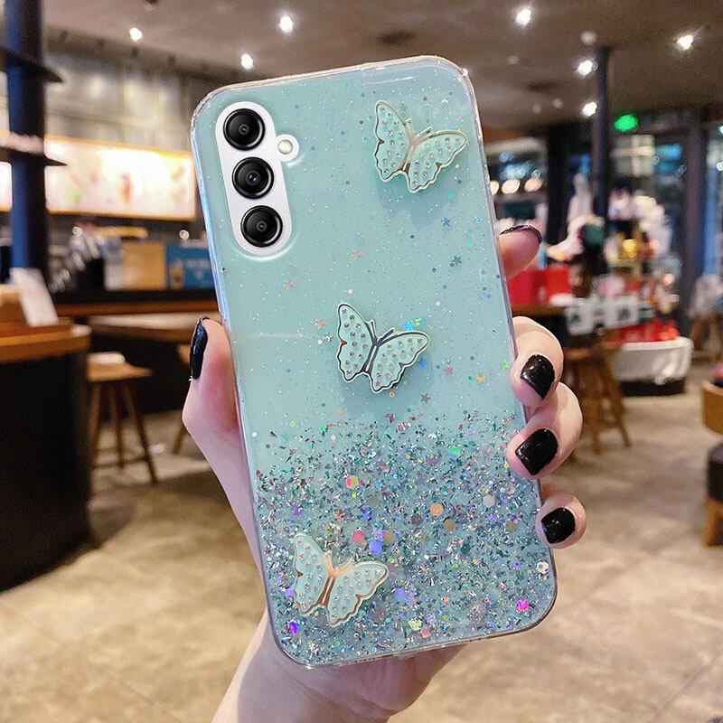 Product Introduction of Soft Casing for Samsung Galaxy A34 A54 5G A14 4G A24 Beautiful Shiny Starry Sky with Butterfly Trinkets Silicone Soft Phone Case Cover 7