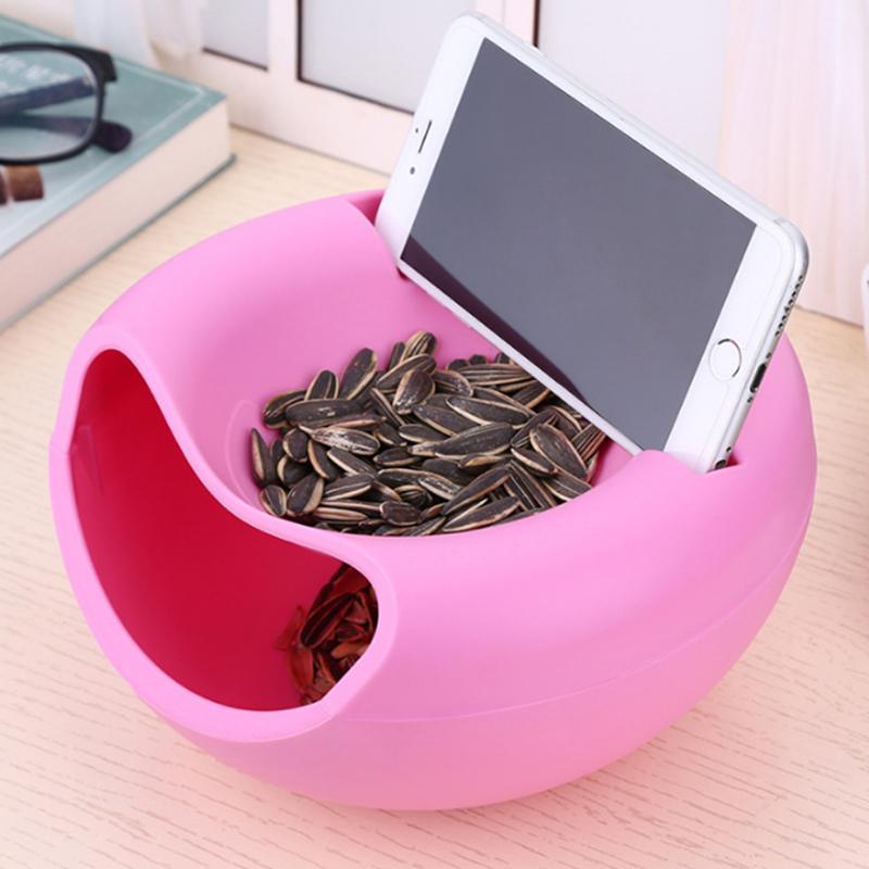 Multi-functional Double-layer Food Snack Tray with Phone Stand