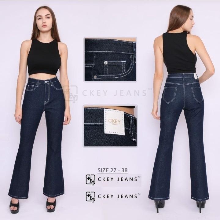 Ckey Celana Cutbray Jeans Highwaist Garment Wanita