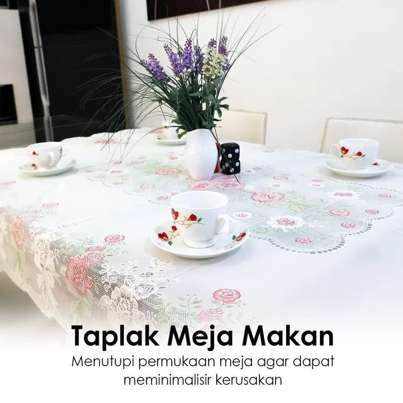 Luxury collection D41-C Taplak Meja Makan 3D Motif / Taplak Meja Anti Air Anti Minyak / Taplak Meja Makan Motif Emboss Elegan Ukuran 137cm x 200cm 0