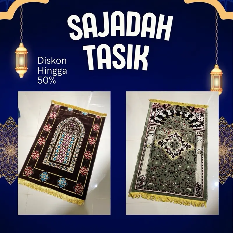 (PREMIUM) Sajadah Turki ukuran besar Bludru Lembut Motif Elegan Nyaman Praktis untuk Oleh-Oleh Haji & Umroh Muslim Travel Tipis