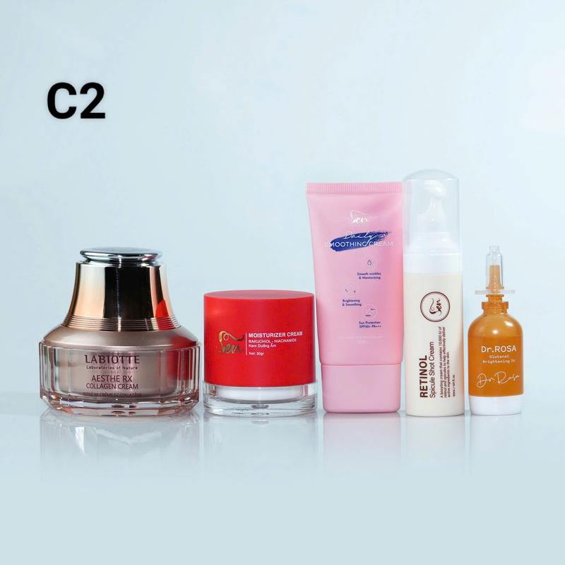 C2_ Combo căng bóng đa chức năng Skincare chăm da mặt (có Serum Vitamin C)