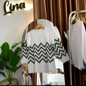 baju wanita keren casual.Bahan cotton combad Atasan Katun Hitam Dewasa Oversize Panjang