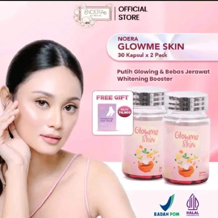 ( PAKET HEMAT 2 BOTOL  ) Noera Glow Me Skin Whitening Capsule BPOM | Kapsul Pemutih Obat Jerawat Original Pemutih Seluruh Badan Permanen Mencegah Penuaan Dini Menghilangkan Flek Hitam Di Wajah Bikin Kulit Jadi Lebih Cerah Mencerahkan
