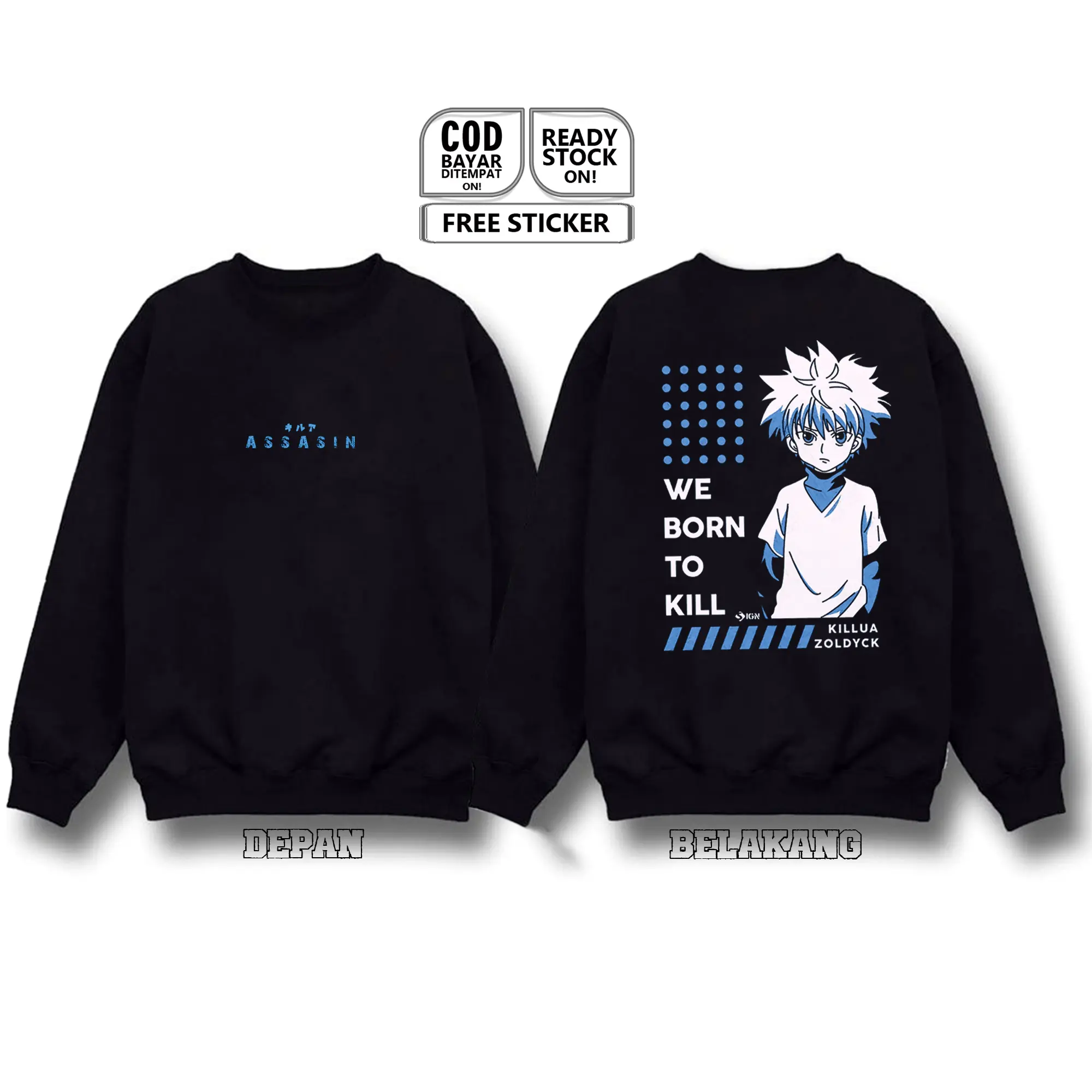 THANKS MOTHER SWEATER CREWNECK KILLUA ZOLDYCK HUNTER X HUNTER GON FREECSS ASSASIN ANIME MANGA KARTUN JEPANG ANIME JEPANG CULTURE JEJEPANGAN PETUALANG HOROR