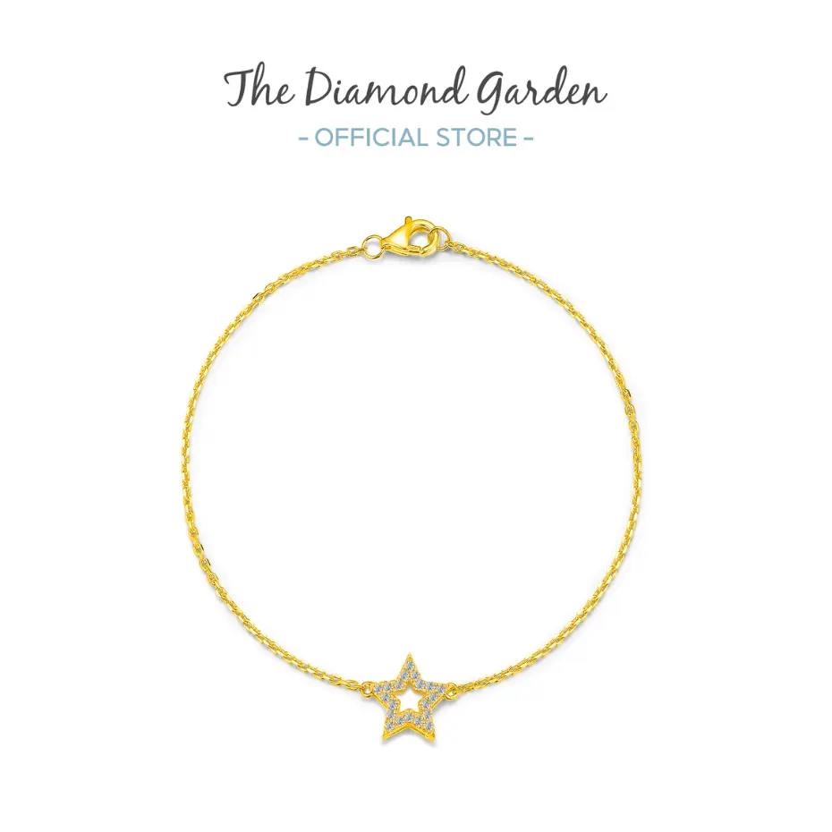 TDG 10K Gold Lab Grown Diamond Star Shaped Bracelet