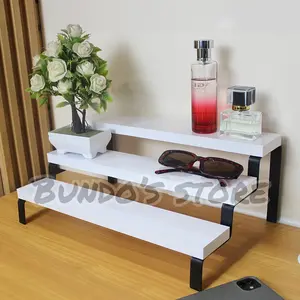 Bundo's Store Rak Kosmetik Display Industrial 2 & 3 Tier Bahan Kayu & Besi Kokoh Dimensi 24x16x10 cm & 40x22,5x16 cm Mudah Pasang Skrup