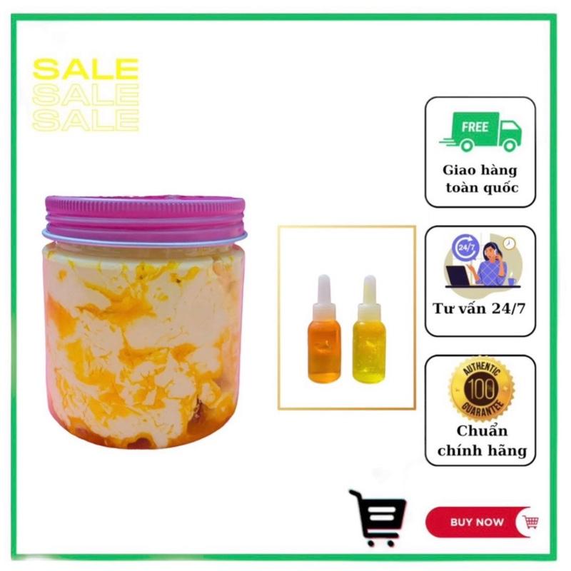 Kem cốt thái rỉ dầu vàng kèm kích trắng và muỗng dưỡng trắng da body