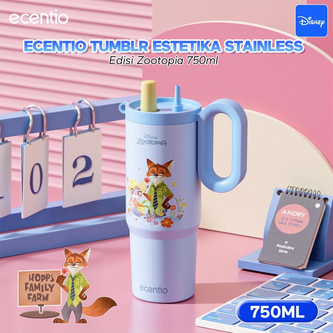 Zootopia ecentio tumbler stainless Disney Co-brand 750ml/ 500ml tahan panas dingin 24 jam botol minum lucu aesthetic portable