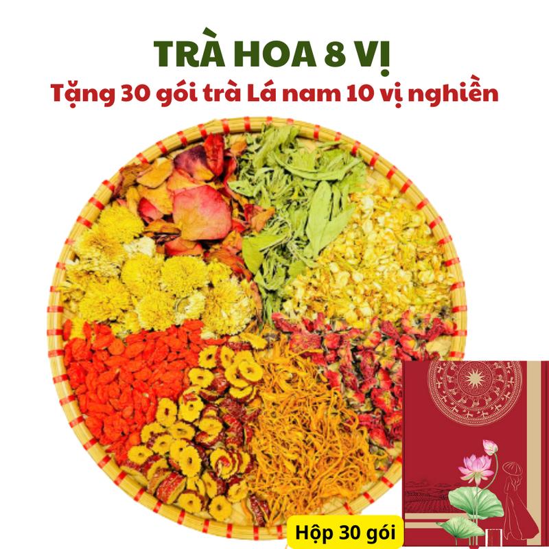 [Tặng 30 gói lá trà nam 10 vị nghiền] Trà Hoa 8 Vị Dưỡng Nhan Bồi Bổ Cơ thể Thảo Dược Zone hỗ trợ đẹp da, ngủ ngon, hỗ trợ bồi bổ sức khỏe, giảm stress, giảm căng thẳng