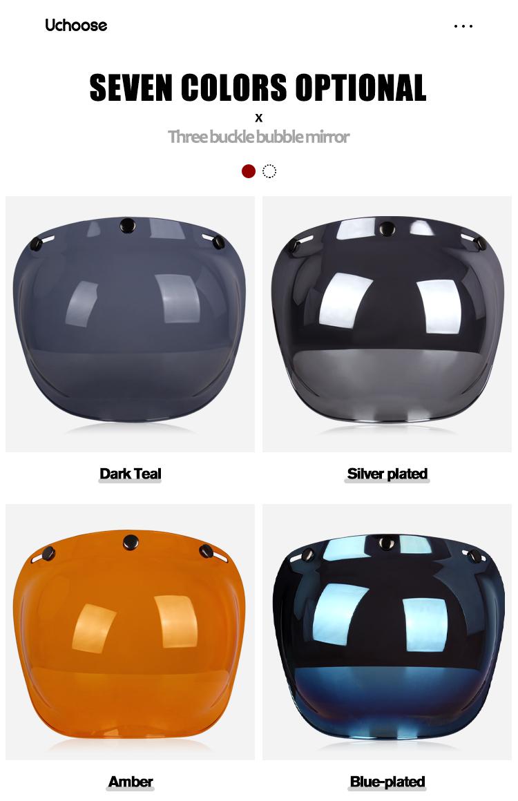 Product Introduction of Multi-colour motorbike retro helmet visor bubble lens half helmet windshield three-button universal sunshade sheet 3