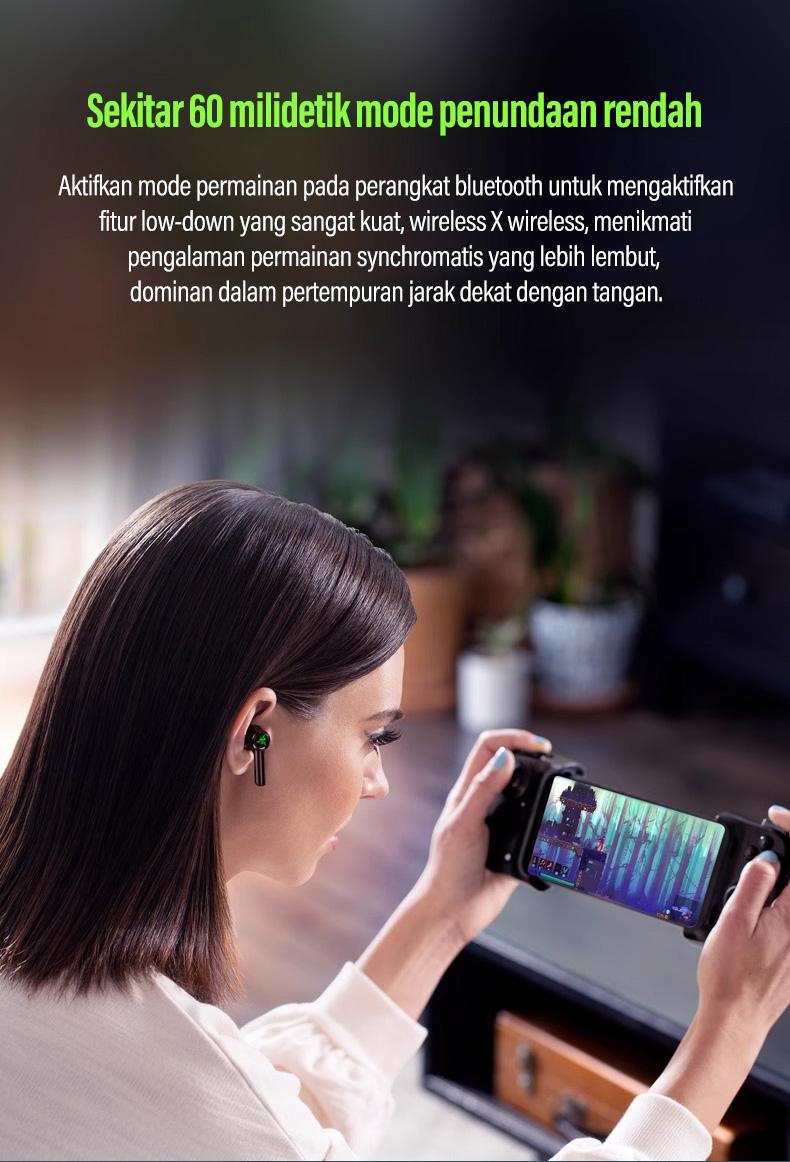 Product Introduction of Headset gaming headset Bluetooth nirkabel sejati Razer Hammerhead dengan mikrofon HiFi stereo 19