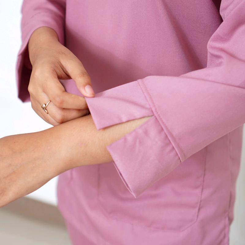 Baju Jaga Oka Resleting Depan Lengan 7/8 One Set Jaga Perawat Nakes Full Set Celana Pakaian Kerja Bidan Dokter Bahan Toyobo Panjang Wanita Setelan Ok 3