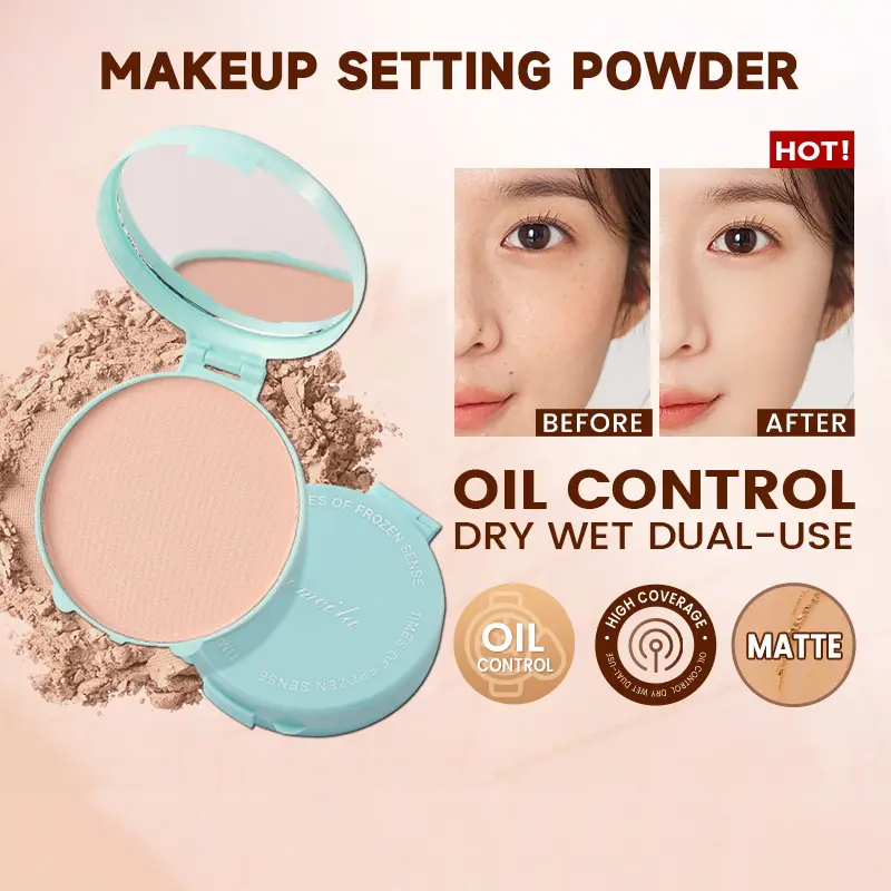 Phấn Phủ Mặt Lì Kiểm Soát Dầu, Lâu Trôi, Phấn Phủ Thiết Lập Hoàn Hảo, Trang Điểm Mặt Có Gương