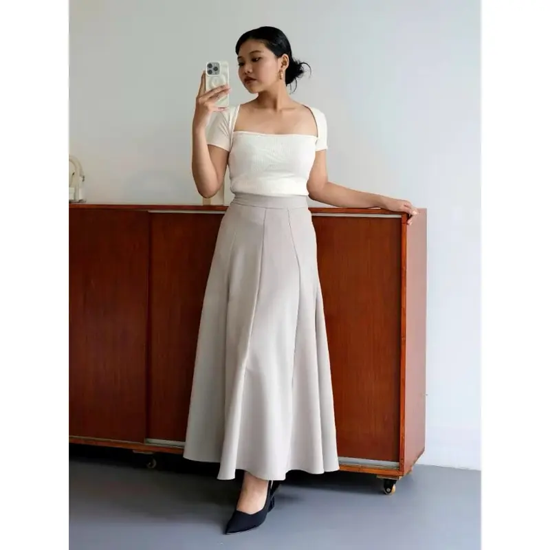 Audy Skirt - Rok Wanita Panjang Fuji Bahan Skuba Premium Flowy -Rok Korean Style