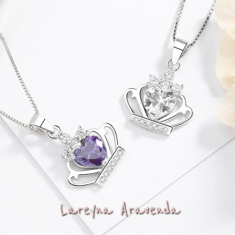 Kalung Titanium Wanita + Liontin Eternal Crown Crystal KL047 4