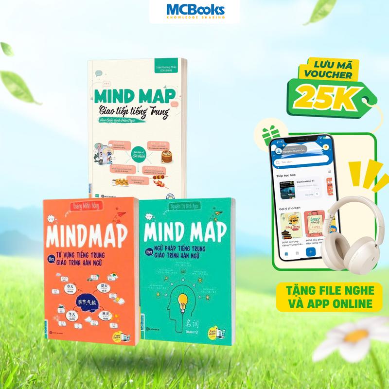 Sách Combo Sách Mindmap tự học tiếng trung theo giáo trình hán ngữ ( Ngữ pháp + Từ vựng + Giao Tiếp)