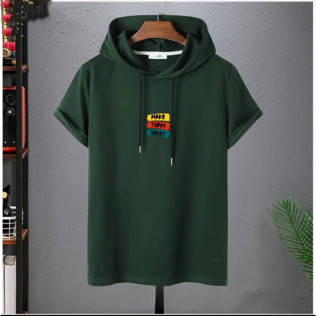 Kaos hoodie kupluk tudung bertopi ciput lengan pendek bahan tebal murah/baju hoodie pendek