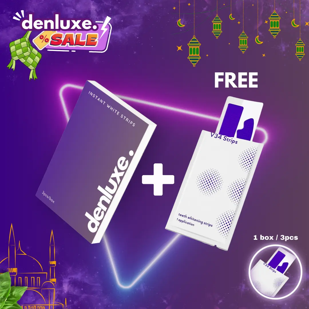 [1 Box + Free 1 Pack] Denluxe Instant White Strips With V34 Technology and Instant Brightening