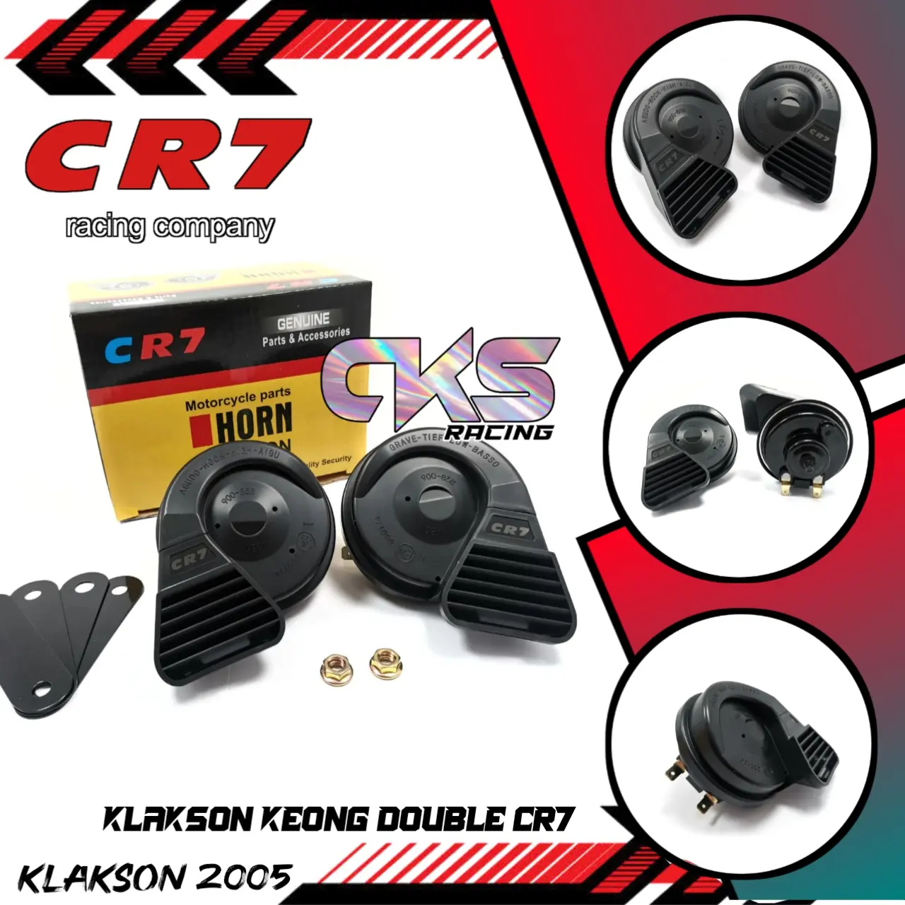 Klakson Double Keong Mobil dan Motor Cr7 Klakson Keong Waterproof Isi 1 Pasang Klakson Keong CR7