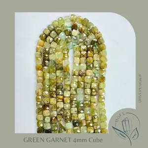 Batu Alam Tsavorite Green Garnet Natural Crystal Long String