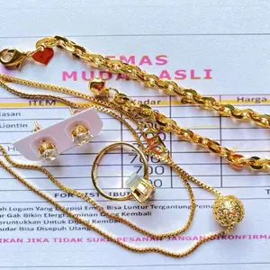 BISA COD Set Perhiasan Dewasa Elegan Berlapis Emas Muda Free Surat Anti Karat Luntur Kalung