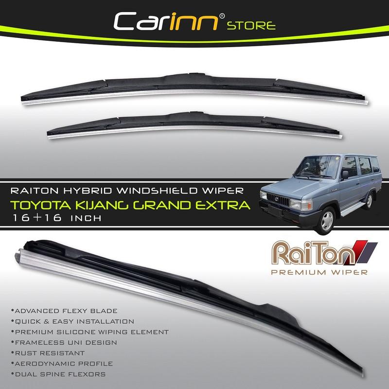 Raiton Sepasang Wiper Hybrid Kaca Depan Mobil Kijang Grand Extra 16" & 16" -2 Buah/Set - Hitam