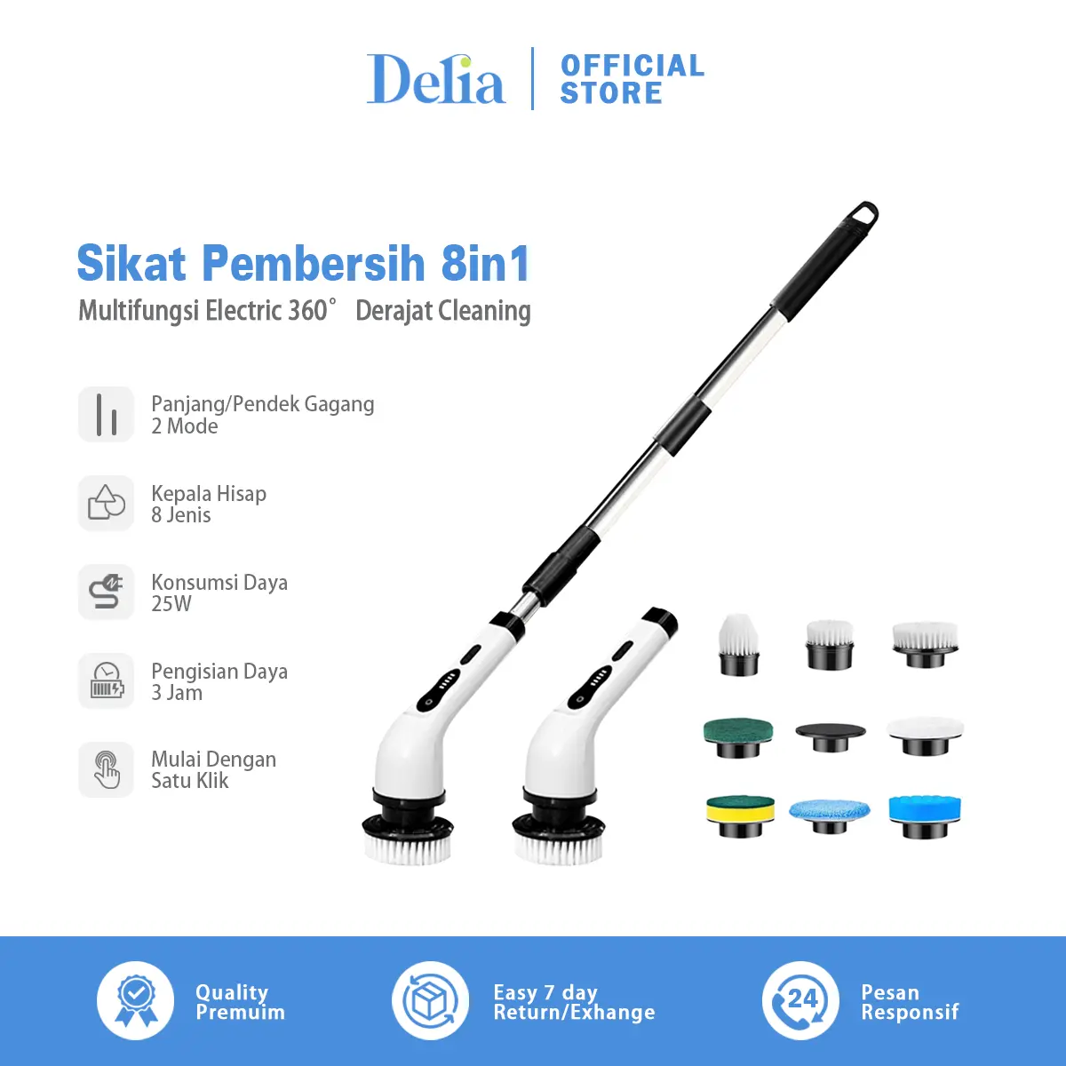 Sikat Pembersih Electric 8IN1 Multifungsi Portable Tanpa Kabel Cleaning Bruch Membersihkan Noda - JY-6010