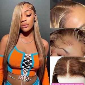 VIPbeauty P4/27 Lace Front Wig Human Hair Hightlight Ombre Lace Front Wig Human Hair 180% Density 13x4 Transparent Lace Front Wi For Women Pre Plucked With Baby Hair