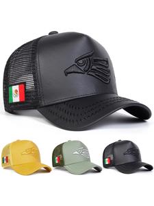 Gorra de béisbol unisex con la bandera de México de águila, sombrero tejido ajustable con protección solar, ajustado casual para viajes al aire libre, playa y vacaciones