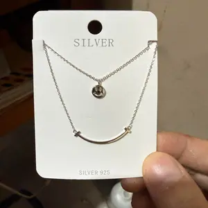 【3】Kalung liontin bulat berbentuk es S925 yang mewah dan bergaya (dua lapis dan dapat dikenakan)