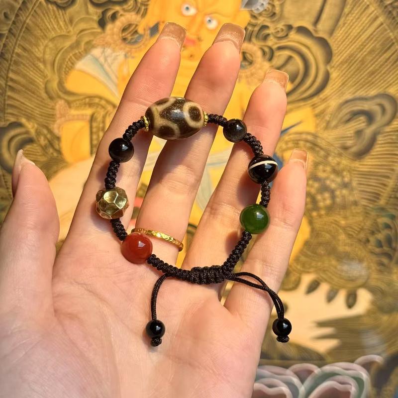 Six petal lotus flower Dzi Bead bracelet 0