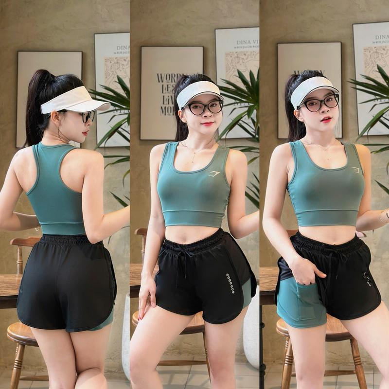 Đồ tập gym nữ quần đùi áo croptop ba lỗ EOSPORT chất liệu Polyester pha Spandex mềm mịn thấm hút mồ hôi NG04 Chạy Bộ Tập Thể Dục Thể Dục Yoga Tập Yoga