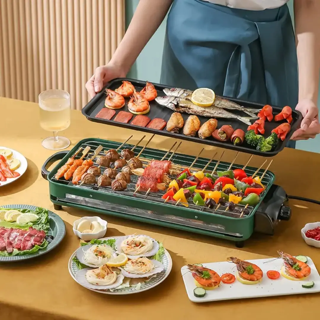 Pemanggang Serbagun Alat Panggang Panggangan Listrik Bbq  Grill Pan Anti Lengket