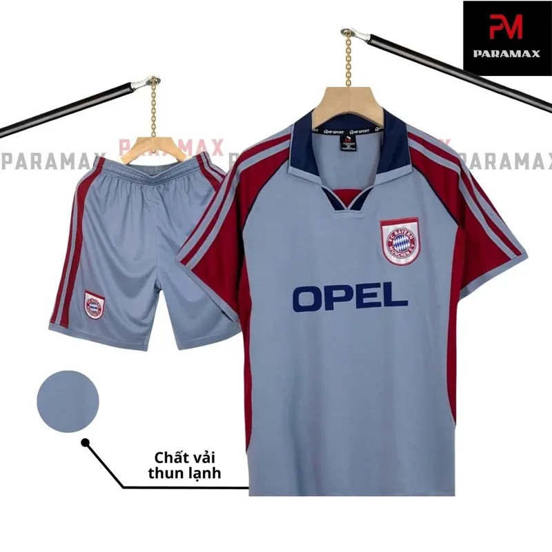 Bộ quần áo bóng đá, đồ đá banh POLO RETRO BAZE XÁM 1998/1999 logo THÊU thun lạnh cao cấp LOẠI I Top Sport