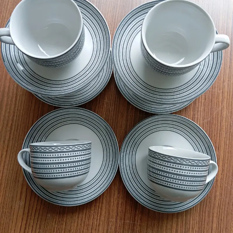 Cangkir Keramik Motif- Set 6pcs + Tatakan Gratis cangkir Teh cangkir Kopi Gelas Tamu Gelas lucu Hampers Set Kado Pasangan Putih Minuman 4
