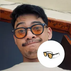 Baiyoo Kacamata Vincent oval anti silau pria wanita lensa orange | kacamata kekinian fashion | kacamata klasik vintage retro rtr orange | kacamata lensa orange