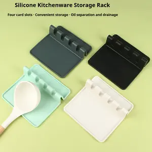 1/4Pcs Silicone Kitchen Organizer - Spoon Rest, Pot Lid Holder, Spatula & Knife Rack (Eid al-Adha Mubarak Kitchen)