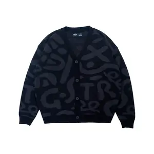 Goster Sweater Cardigan Dover Black Grey - Fit Oversize Bahan Knit 100% Cotton Label Goster