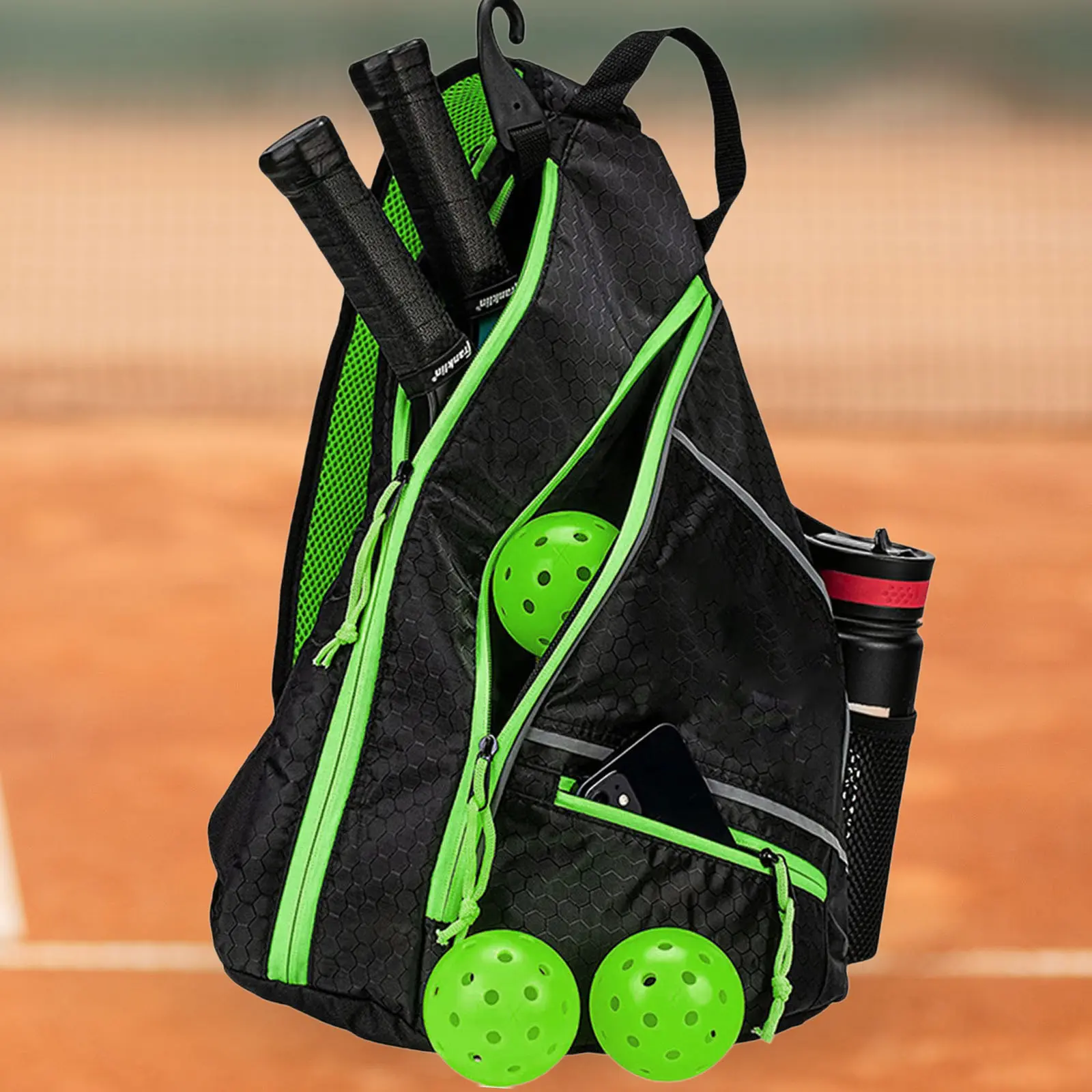 Túi Pickleball, Túi Đeo Chéo, Túi Sling, Túi Sắp Xếp, Có Khóa Kéo, Chống Nước, Có Ngăn Đựng Chai Nước, Túi Tennis