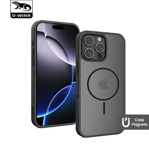 DWINR Casing Hitam Edition Dove Matte Magsafe Magnetic iPhone 11-16 Pro Max Plus TPU PC Premium Anti Sidik Jari Kompatibel MagSafe Perlindungan Maksimal