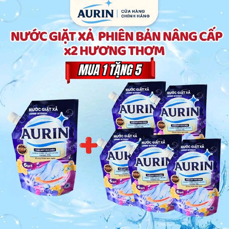   VBB - DEAL KHAI TRƯƠNG - MUA 1 TẶNG 5   PHIÊN BẢN CẢI TIẾN VIP - NƯỚC GIẶT XÃ AURIN x2 GẤP ĐÔI HƯƠNG THƠM Nước Giặt Xả Đặc Cao Cấp AURIN - Hương Nước Hoa Thơm Lâu Dịu Nhẹ An Toàn Cho Da Làm Sạch Tốt Bền Màu Quần Áo 