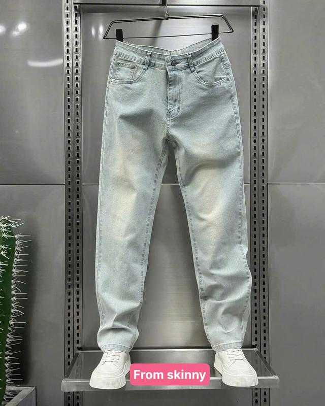TOP BÁN CHẠY - Quần jean dài nam màu xanh wash nhạt trơn chất bò co dãn nhẹ Q60 kiểu dáng skinny Menswear Pants