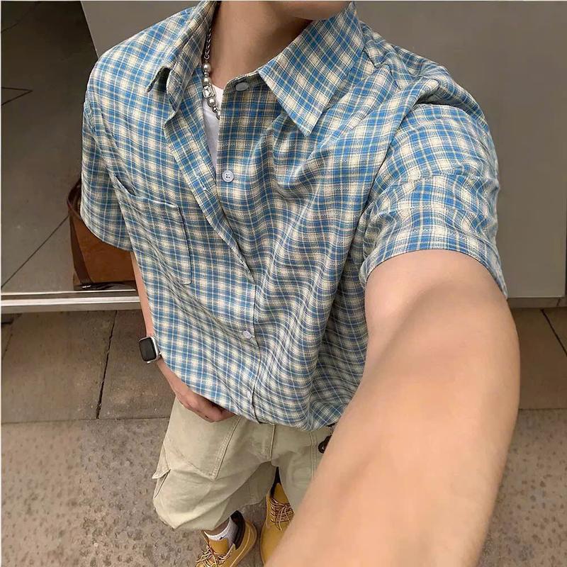 Áo Kẻ Flannel Cộc Tay Dệt Mịn Không Nhăn Đứng Form Thoáng Mát Phong Cách Trẻ Trung Năng Động SM2026