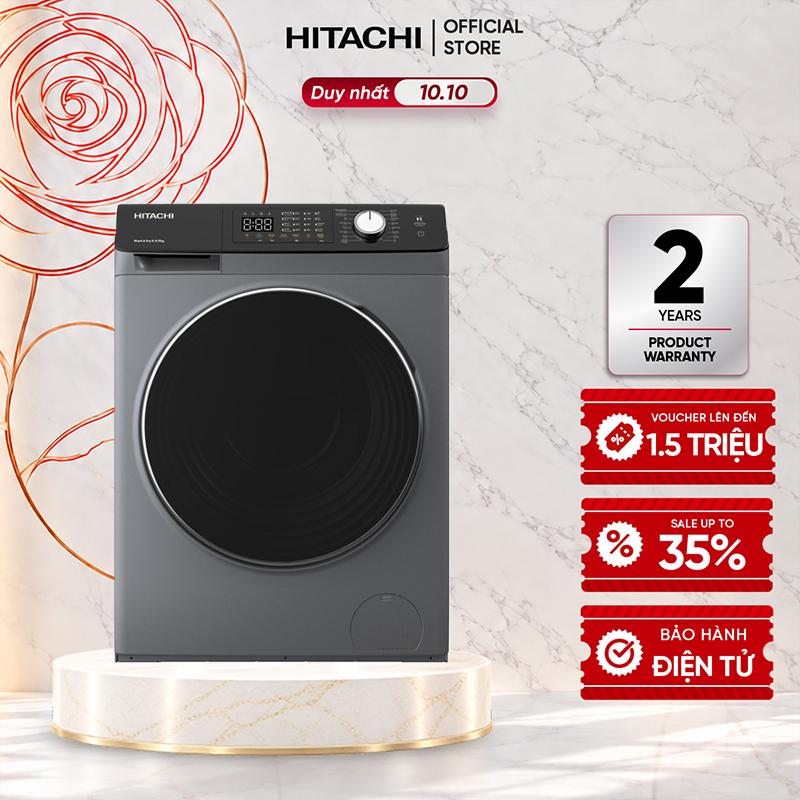 Máy Giặt Sấy Cửa Trước Inverter Hitachi BD-D852HVOS, giặt nước nóng, diệt khuẩn, giặt hơi nước, chống nhăn