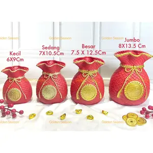 Vas Bunga IMLEK Kantong Uang Uk. Kecil & Sedang Lucky Red Money Bag Vase POT BUNGA