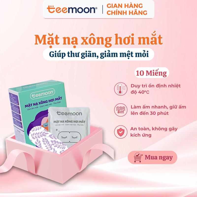 Mặt Nạ Xông Hơi Mắt Chườm Mắt Nóng Teemoon (hộp 10 miếng) - Massage Mắt, Giảm Mỏi Mắt
