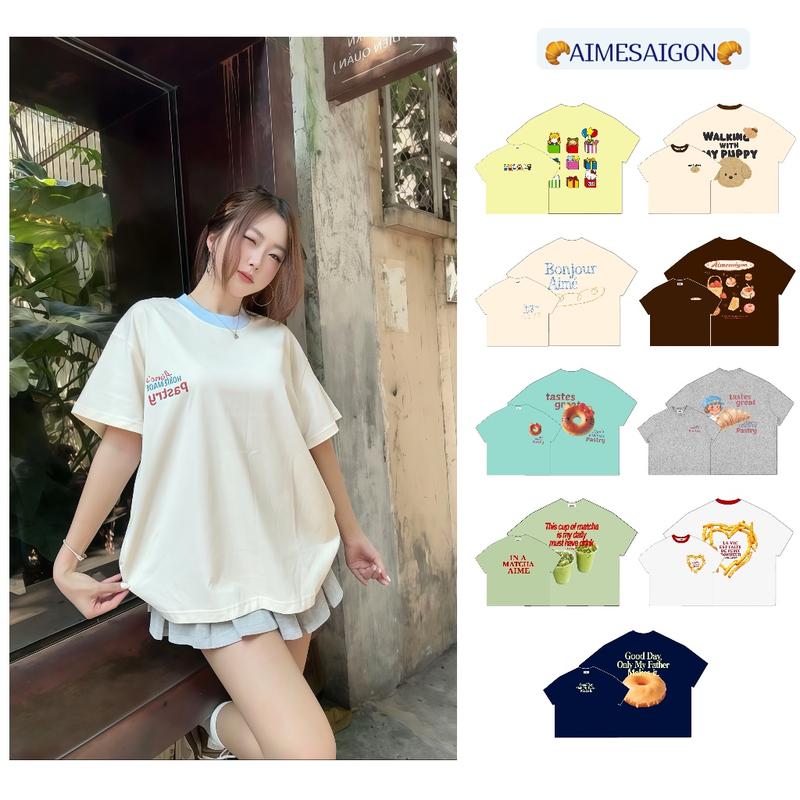 A3 Aimesaigon Áo Thun Big Boxy Local Brand Form Rộng Tay Ngắn Cotton 250gsm " FOOD " Nam Nữ Menswear Kem Unisex Hot Trend Mùa Hè